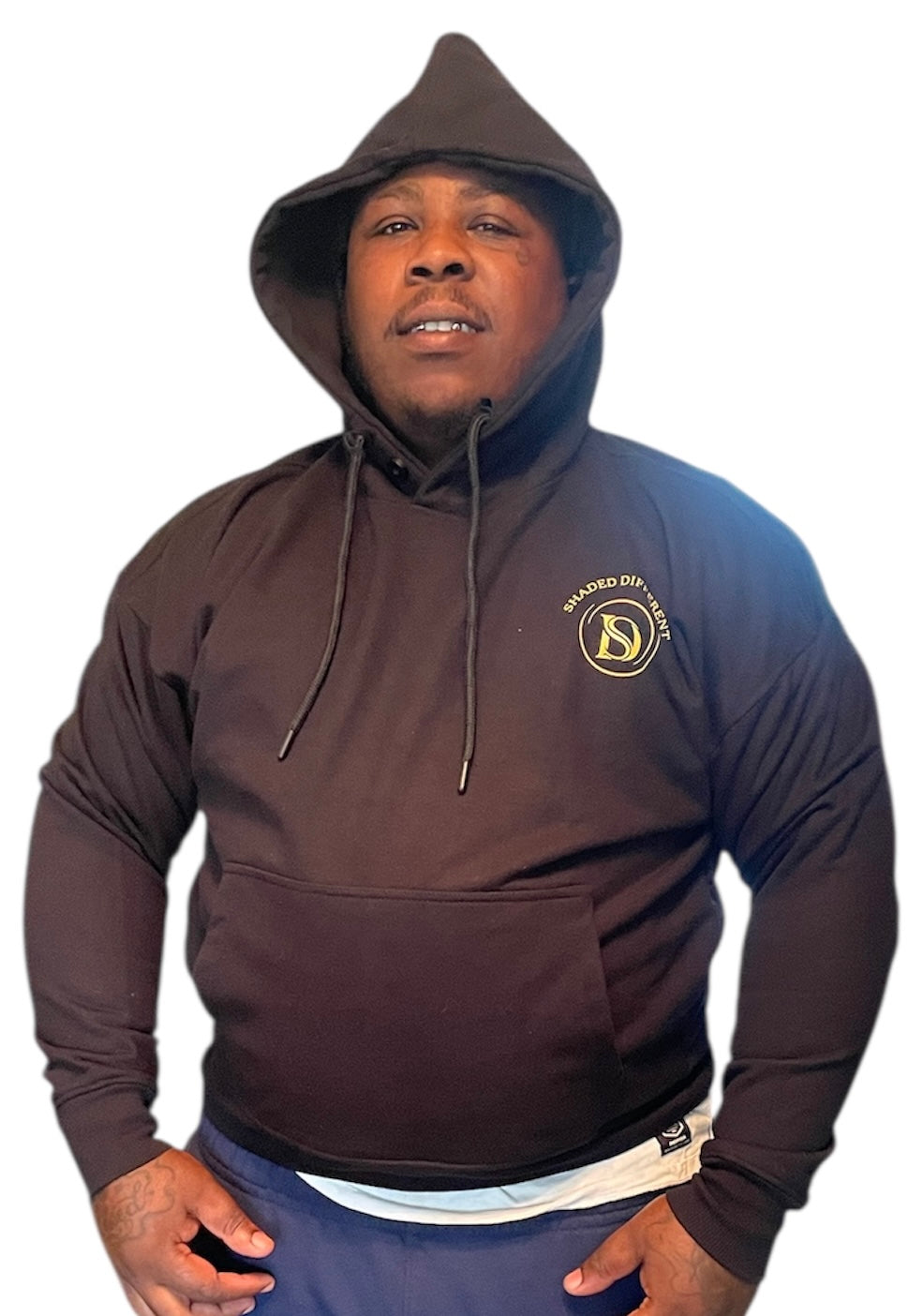 Heavy-weight Black printed Hoodie