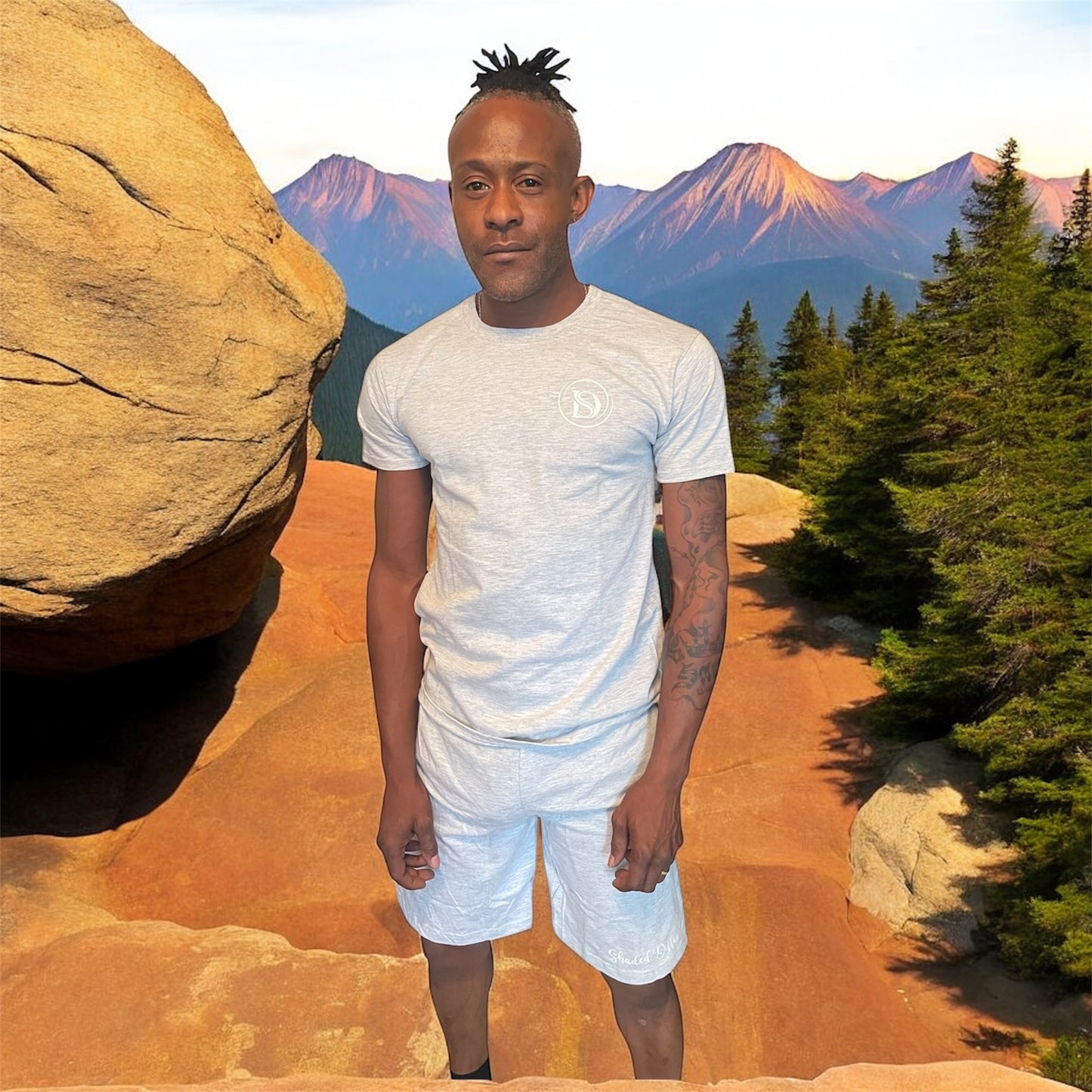 Male grey t-shirt & short set